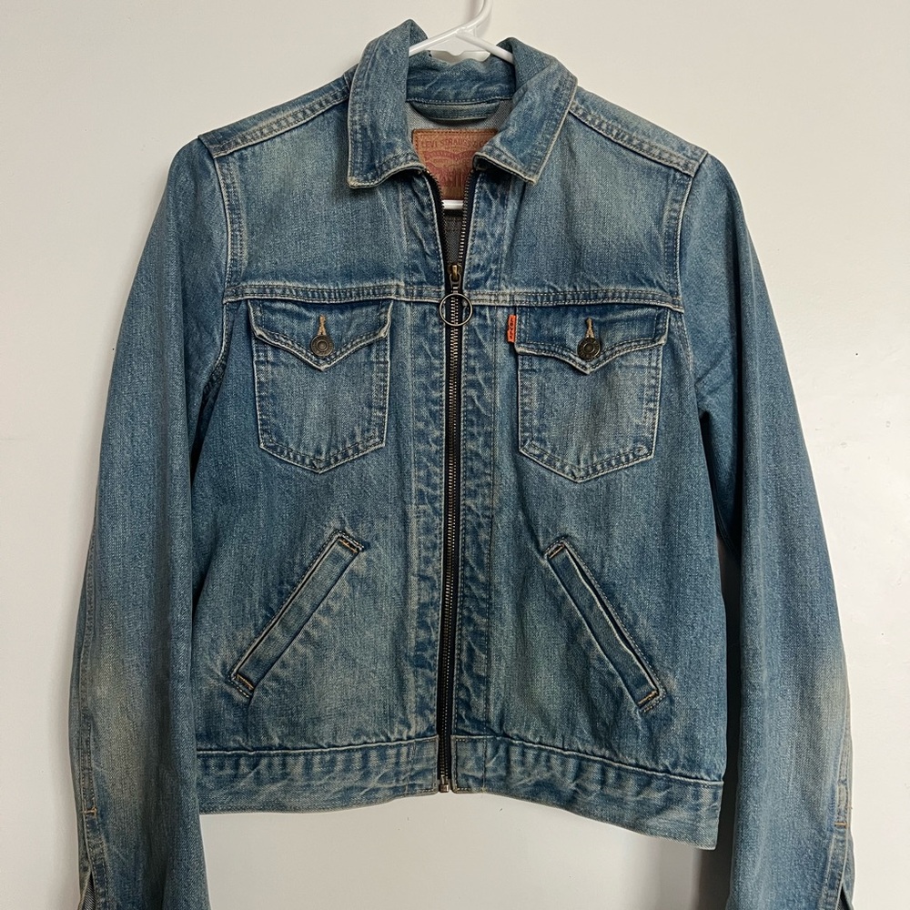 Levi’s Orange Tab Zipper Jean Jacket Size Small